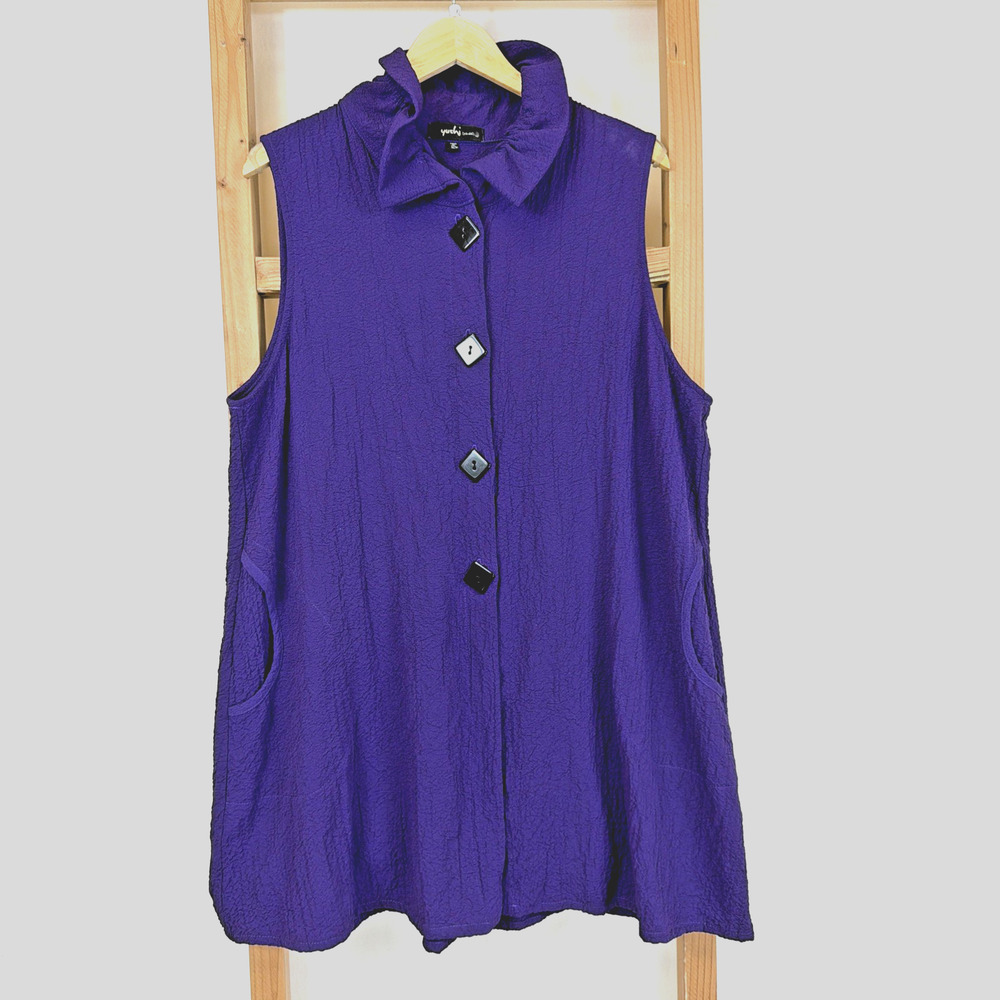 Yushi Vintage Y2K Purple Sleeveless Long Vest #1381 Size XL